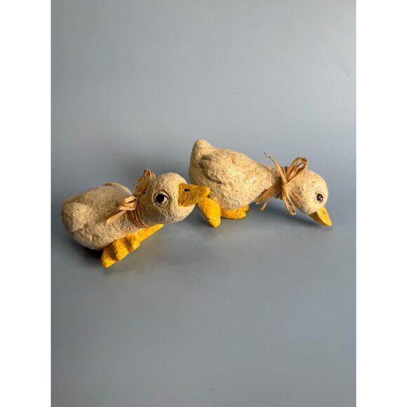 Vintage Enesco Baby Duck Figurines With Ribbons & Glitter 6" Long Easter Decor - Picture 5 of 14